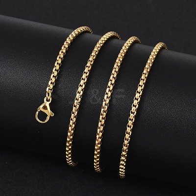 PVD Vacuum Plating 304 Stainless Steel Box Chain Necklaces NJEW-P244-01G-1