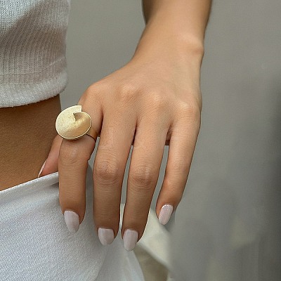 Matte Gold Alloy Adjustable Rings for Women LS-RJEW-K260-07F-1