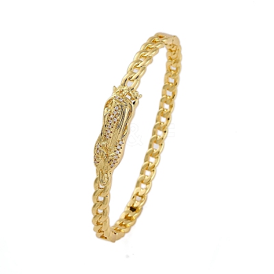 Rack Plating Brass Micro Pave Cubic Zirconia Hinged Bangles BJEW-H624-04G-1