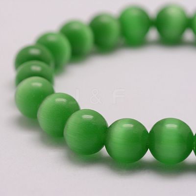 Cat Eye Beads Stretch Bracelets BJEW-F242-8mm-01-1