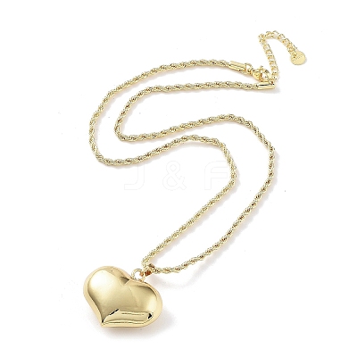 Rack Plating Brass Puffed Heart Pendant Necklaces for Women NJEW-D057-01G-1