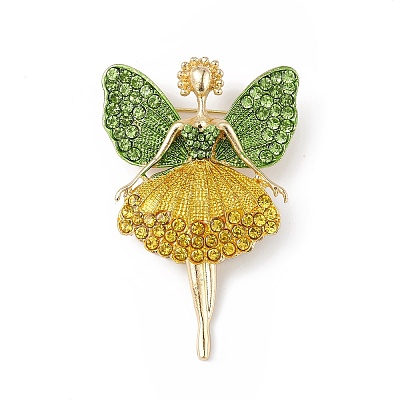Butterfly Dancer Enamel Pin with Rhinestone JEWB-P016-01G-01-1