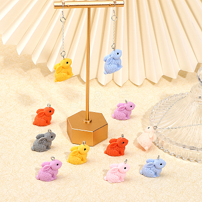 24Pcs 8 Colors Opaque Resin Pendants RESI-CA0001-55-1