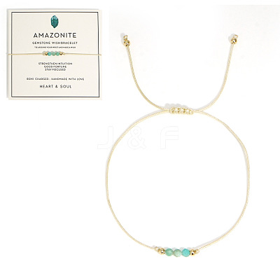 Natural Amazonite Braided Beads Bracelets for Women LU0568-4-1