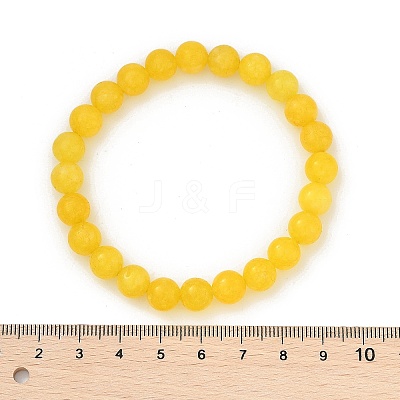Natural Yellow Jade Bead Stretch Bracelets BJEW-K212-B-038-1