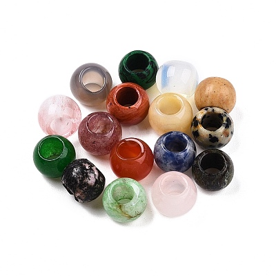 Natural & Synthetic Mixed Gemstone European Beads G-T092-10mm-23-1