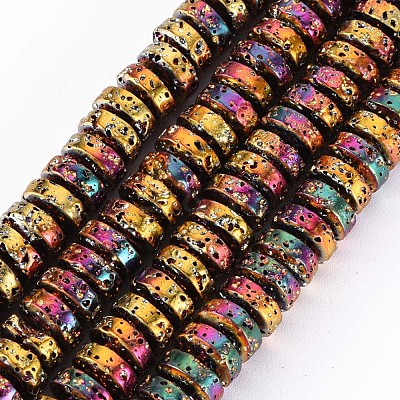 Electroplated Natural Lava Rock Beads Strands G-T114-69C-1