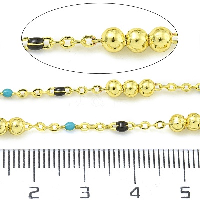 Brass Enamel Round Beaded Link Chain CHC-G022-07G-09-1