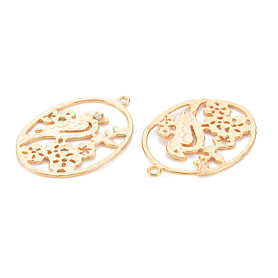 Brass Micro Pave Clear Cubic Zirconia Pendants KK-S356-552G-NF-1