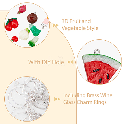 DIY 3D Imitation Food Wine Glass Charm Making Kit DIY-FH0005-53-1