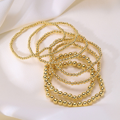 7Pcs CCB Round Beaded Stretch Bracelets WGF8C34-01-1