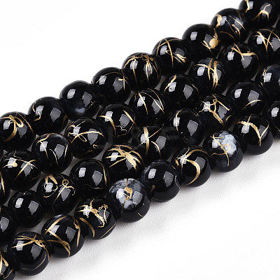 Baking Paint Glass Beads Strands DGLA-N003-6mm-B10-1