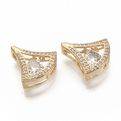 Brass Micro Pave Clear Cubic Zirconia Charms ZIRC-T011-18G-NF-1