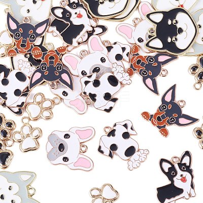 32Pcs 8 Styles Alloy Enamel Pendants ENAM-TA0004-18-1