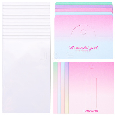 100Pcs Rectangle Gradient Color Paper Hair Clip Display Cards CDIS-TA0001-32-1