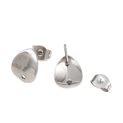 Non-Tarnish 304 Stainless Steel Oval Stud Earring Findings X-STAS-R063-39-1