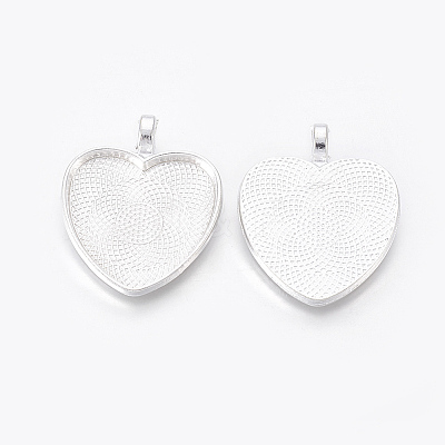 Alloy Pendant Cabochon Settings PALLOY-WH0023-01S-1