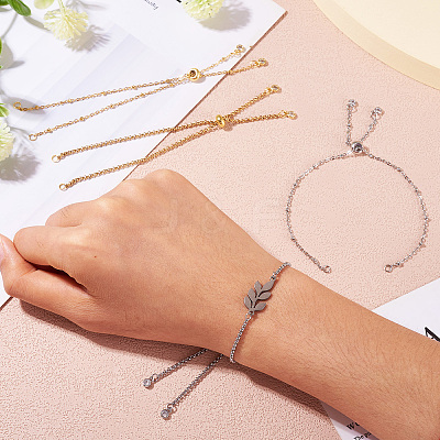 2 Sets 2 Colors 304 Stainless Steel Satellite Chain Bracelet Slider Making MAK-TA0001-22-1