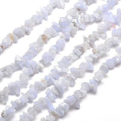 Natural Blue Lace Agate Chips Beads Strands G-M205-50-1