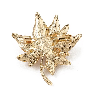 ABS Plastic Imitation Pearl Maple Leaf Brooch Pin JEWB-Q030-13G-1