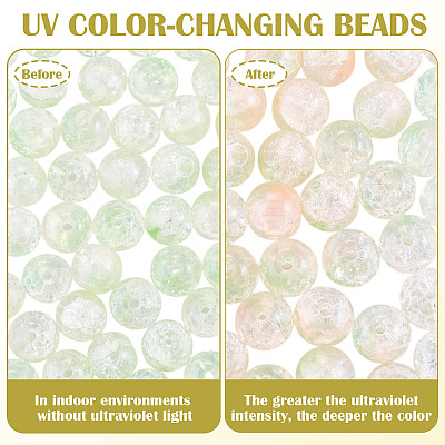 100Pcs Crackle Transparent Glass UV Reactive Beads GLAA-TA0004-28C-1