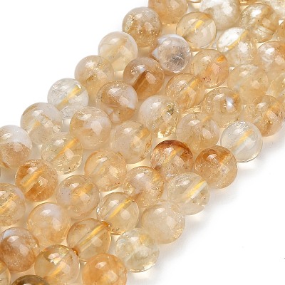 Heated Natural Citrine Beads Strands G-C293-A03-8mm-1