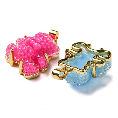Druzy Resin Pendants RESI-G086-04G-1
