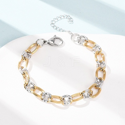 8MM Duo Tone 304 Stainless Oval Link Chain Bracelets SA-CBA725A-27GP-1