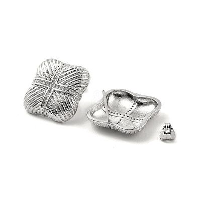 Rack Plating Brass Micro Pave Cubic Zirconia Square Stud Earrings EJEW-H117-05P-1