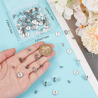 50Pcs 316 Surgical Stainless Steel Stud Earring Settings STAS-BBC0005-58C-1