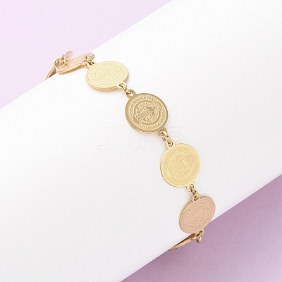 Religion 304 Stainless Steel Link Chain Bracelets for Women BJEW-F524-01G-1