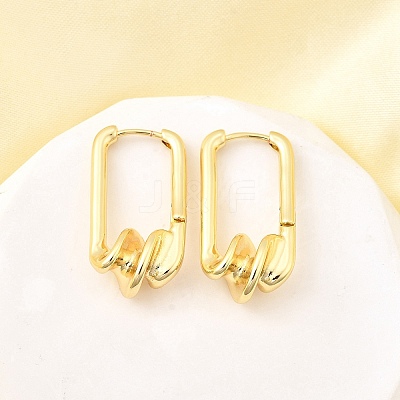 Rectangle Brass Hoop Earrings EJEW-Z121-08G-1