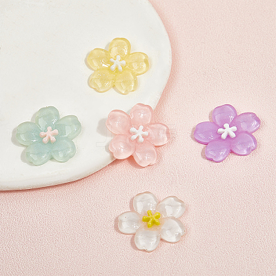 40pcs Sakura Series Opaque Resin Cabochons CRES-SP0001-17-1
