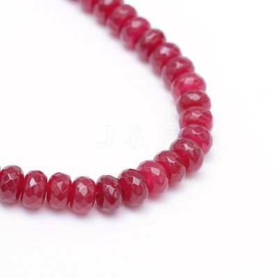 Faceted Rondelle Dyed Natural White Jade Bead Strands X-G-R343-4x6-07-1