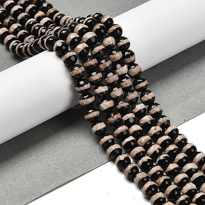 Natural Tibetan Striped Pattern dZi Agate Beads Strands G-B079-B01-01-1