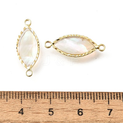 Brass Pave Natural White Shell Connector Charms KK-E794-01G-10-1