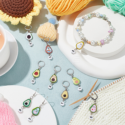 Alloy Enamel & Acrylic Pendant Locking Stitch Markers HJEW-AB00114-1