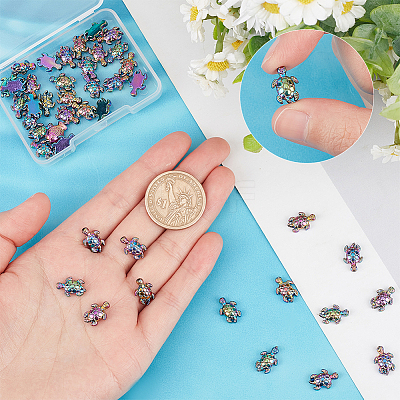 50Pcs Rack Plating Rainbow Color Alloy Beads FIND-SC0003-67-1