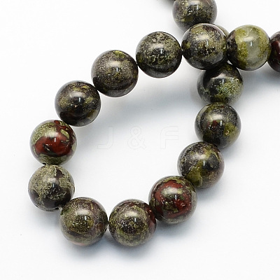 Round Natural Dragon Blood Jasper Beads Strands G-S173-6mm-1