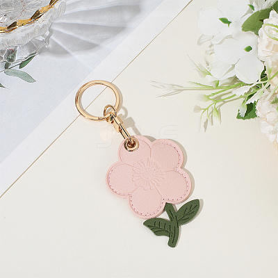 1Pc PU Leather Pendants Keychain KEYC-SP0001-47B-1