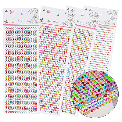 4 Sheets 4 Styles Acrylic Self Adhesive Stickers DIY-GF0014-71A-1