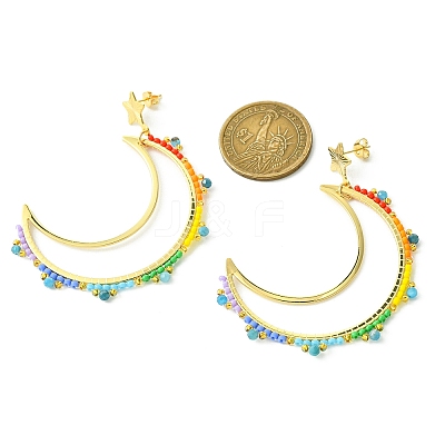 Brass Linking Ring Studs Earring EJEW-MZ00134-1
