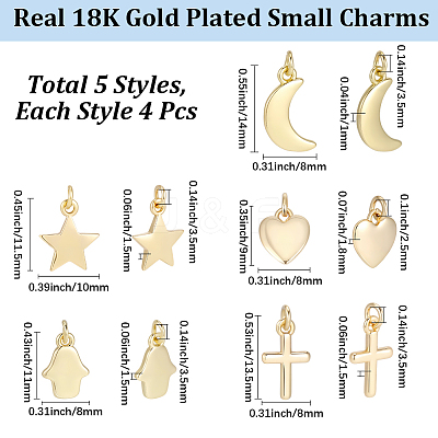 20Pcs 5 Styles Brass Pendants KK-BBC0025-51-1