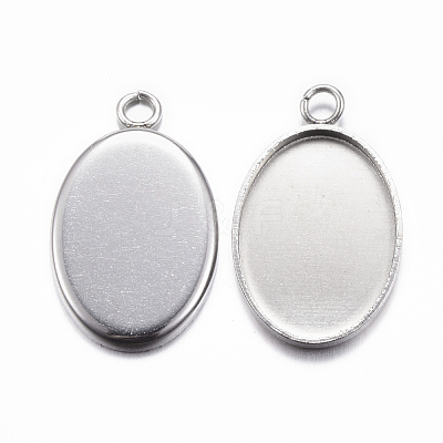 Tarnish Resistant 304 Stainless Steel Pendant Cabochon Settings X-STAS-H383-12P-1