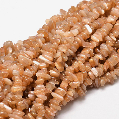Natural Sunstone Chip Beads Strands G-E271-87-1