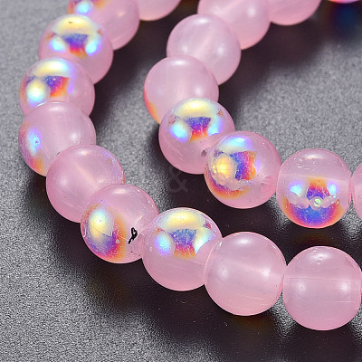 Spray Painted Glass Beads Strands X-GGLA-S058-001C-01-1