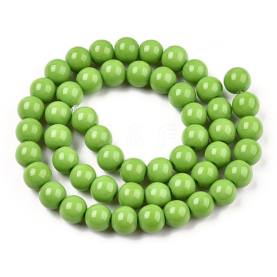 Opaque Solid Color Glass Beads Strands GLAA-T032-P8mm-06-1