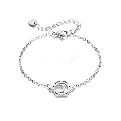 304 Stainless Steel Lotus Flower Link Bracelets WGA8E5A-01-1