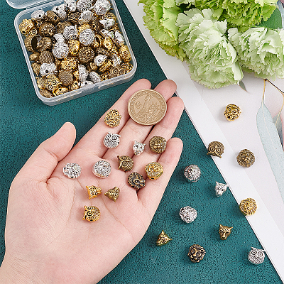 96Pcs 12 Style Zinc Alloy Beads FIND-AR0003-65-1