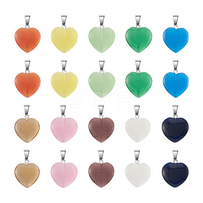 20Pcs 10 Colors Cat Eye Pendants G-CW0001-10-1